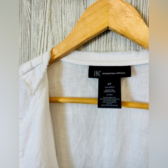 INC 100% LINEN Boho Light Zip Up Jacket Size Small White Womens Spring Summer - Picture 4 of 11